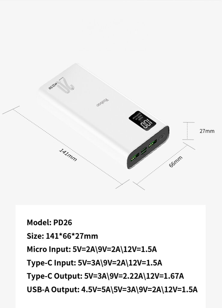 Yoobao PD26 แบตสำรอง พกพาง่าย 